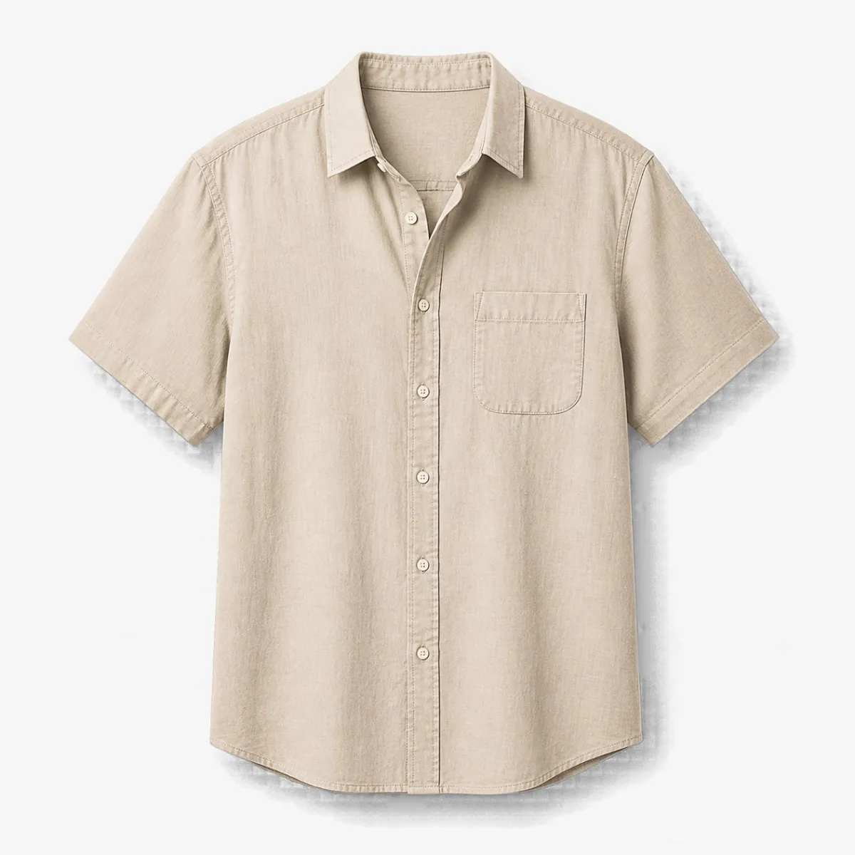 Camisa Homem Bege de Manga Curta