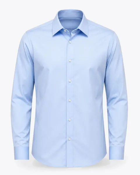 Camisa Social Homem Azul Claro de Manga Comprida